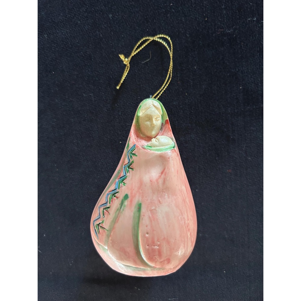 Vtg Silvestri‎ Southwestern Madonna & Child Ornament Hand Painted Clay